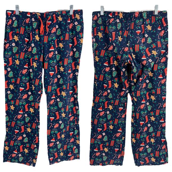 Old Navy Other - Old Navy MEDIUM Blue Christmas Holiday Pajama Pants Bottoms Elastic Waist